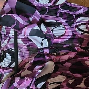 East 5th Petite M 100% Polyester Blended Pattern Blouse Purple, White, Black
